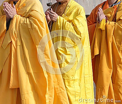 Detail, Japanese monks Stock Photo