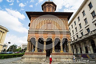 Detail of Kretzulescu Church (Biserica Kretzulescu), Bucharest, Romania Editorial Stock Photo