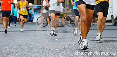 Detail of the legs of runners Stock Photo