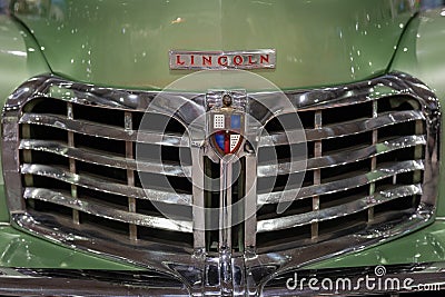 Detail of Lincoln Continental V12 Convertible Coupe - American Vintage Collector Car Produced in 1947 Editorial Stock Photo