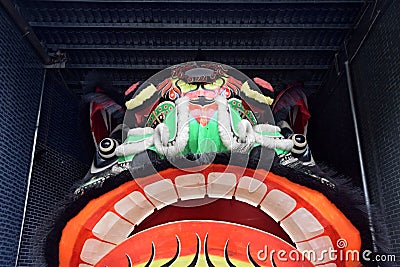 Detail of lionÂ´s head, part of a custume uses for Lion Dance. Stock Photo