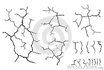 Lots lines of crack ground for abstract background on white background Vector Illustration