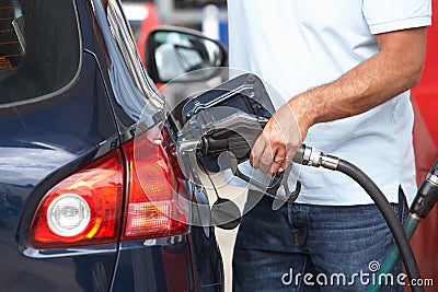 Detail Of Male Motorist Filling Car With Diesel Stock Photo