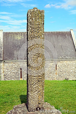 Detail of a medieval Celtic cross, Clonmacnoise, Ireland Editorial Stock Photo