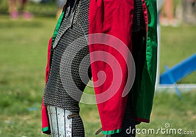 Detail of medieval Knight`s costume. Editorial Stock Photo