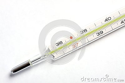 Detail of mercury thermometer Stock Photo