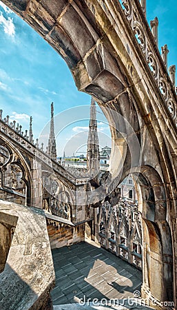 Detail of the Milan Cathedral roof, Italy Stock Photo