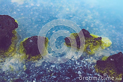 Top view detail of the water in the Blue Lagoon, one of Iceland`s main sights Stock Photo