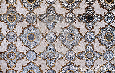 Detail of the mirrored ceiling in the Mirror Palace at Amber Fort in Jaipur Stock Photo