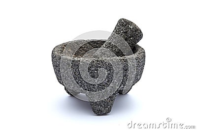 Molcajete detail in white background Stock Photo