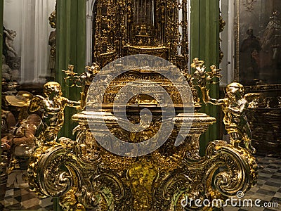 Detail of Monstrance - Chapel of Santa Theresa, Mezquita, Cordoba Stock Photo