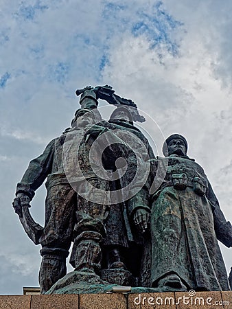 Monument of the Heroes Statue, Carol I National Defence University, Bucharest, Romania Editorial Stock Photo