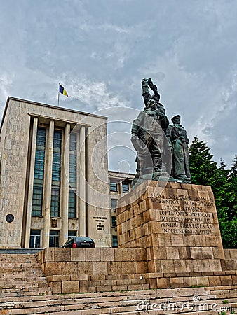 Monument of the Heroes Statue, Carol I National Defence University, Bucharest, Romania Editorial Stock Photo