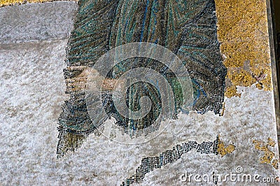 Detail of mosaic of Jesus Christ in Hagia Sophia Editorial Stock Photo