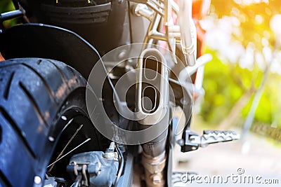 Detail of a motorcycle exhaust pipes,motorcycle engine Stock Photo