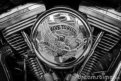 Detail of motorcycle Harley-Davidson Editorial Stock Photo