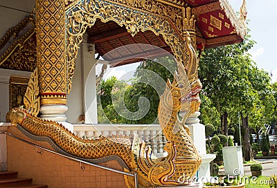 Details of a Naga Snake in one Temple in Chiang Mai Thailand Stock Photo