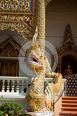 Details of a Naga Snake in one Temple in Chiang Mai Thailand-2 Stock Photo