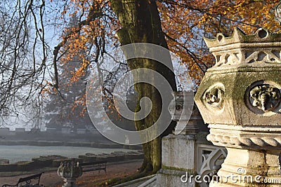 Detail Neo-Gothic chateau hotel in South Bohemia Stock Photo