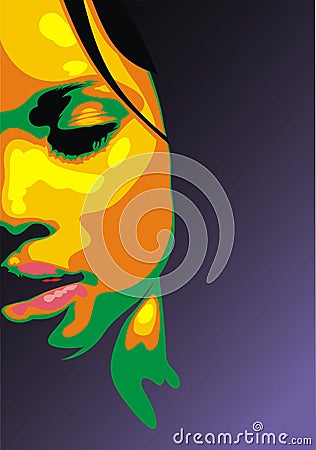 Detail of nice woman face Vector Illustration