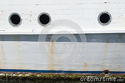 Detail of an old abandoned rusted ship Stock Photo