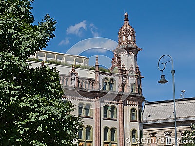 Detail of an old baroque building in Budapest Editorial Stock Photo