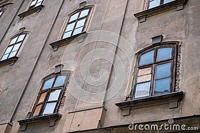 Detail of old building at the historic former Tytano tobacco factory complex in Krakow old town, Poland Editorial Stock Photo