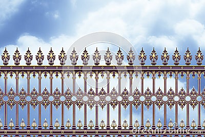 Detail of an old cast iron gate in Wien Austria - Europe against a clody sky - concept image Stock Photo