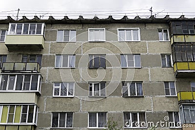 Detail of old five-story building on the outskirts Stock Photo