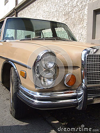 Detail of Old German limousine, Mercedes Benz Editorial Stock Photo