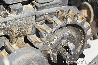 Detail of old rusty gears, transmission wheels. Stock Photo
