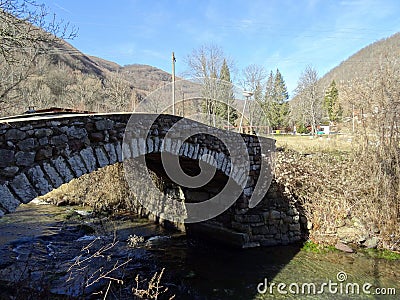 Detail of the old stone bridge in village Dojkinci, Serbia Stock Photo