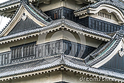 Detail of Original Keep Tenshu of Matsumoto Castle Matsumoto-jo. Nagano Prefecture, Japan Editorial Stock Photo