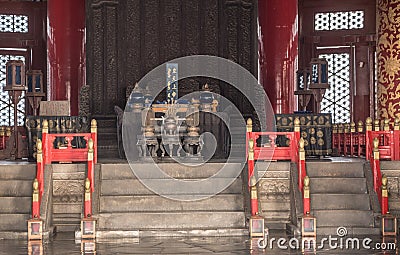 Detail of interior of Temple of Heaven in Beijing China Stock Photo