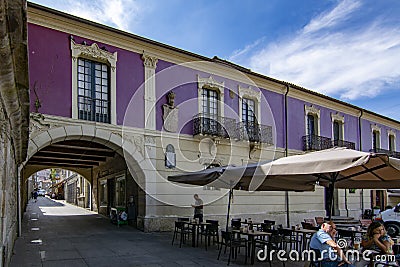 Detail of the passage arch in the Mendez NuÃ±ez square in Pontevedra Editorial Stock Photo