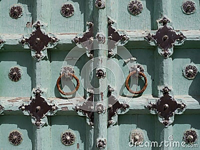 Detail of patterned metallic vintage door, Jodhpur, northern India Stock Photo