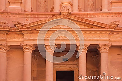 Detail of the pediment and the Corinthian capitals Stock Photo