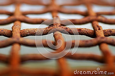 Detail photo of rust wire in the net Stock Photo