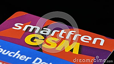 Detail photo of Smartfren internet package vouchers Editorial Stock Photo