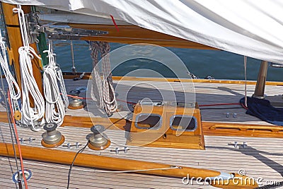 Detail photos of a sailing yacht Stock Photo