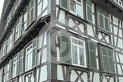 Detail of picturesque old wattle house corner at historical little town, Oberkirch, Germany Stock Photo