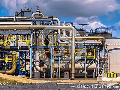 Detail of the pipes of a chemical plant Stock Photo