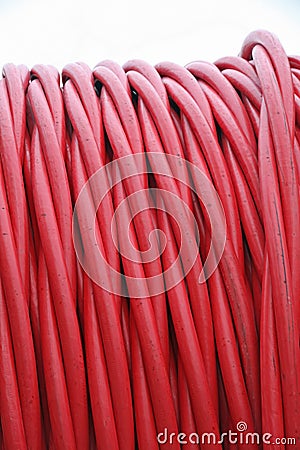 Detail of pipes and electric wires between coils Stock Photo