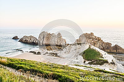 Detail of playa arnia at Arnia beach Pielagos, Cantabria, spain europe Stock Photo