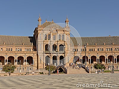 Detail of pPlaza de Espana on a sunny day in Sevilla, Spain. Editorial Stock Photo