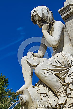 Pradier fountain at Esplanade Charles-de-Gaulle in Nimes, France Stock Photo