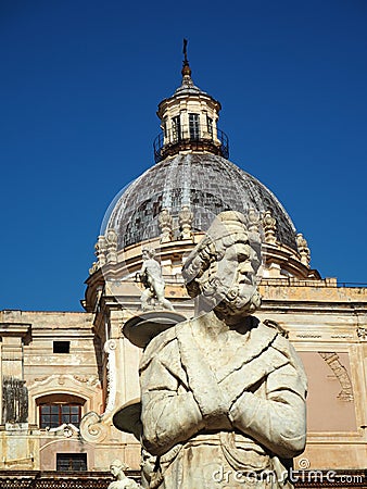 Detail of Pretoria Square in Palermo, Sicily Stock Photo