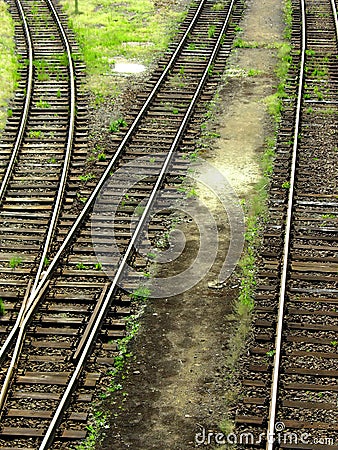 Detail of railway junction Stock Photo