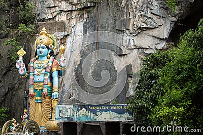 Detail of the Ramayana Cave, part of the famous Batu Caves Editorial Stock Photo