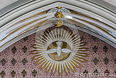 Detail of Religious Mural - Abandoned Church Stock Photo